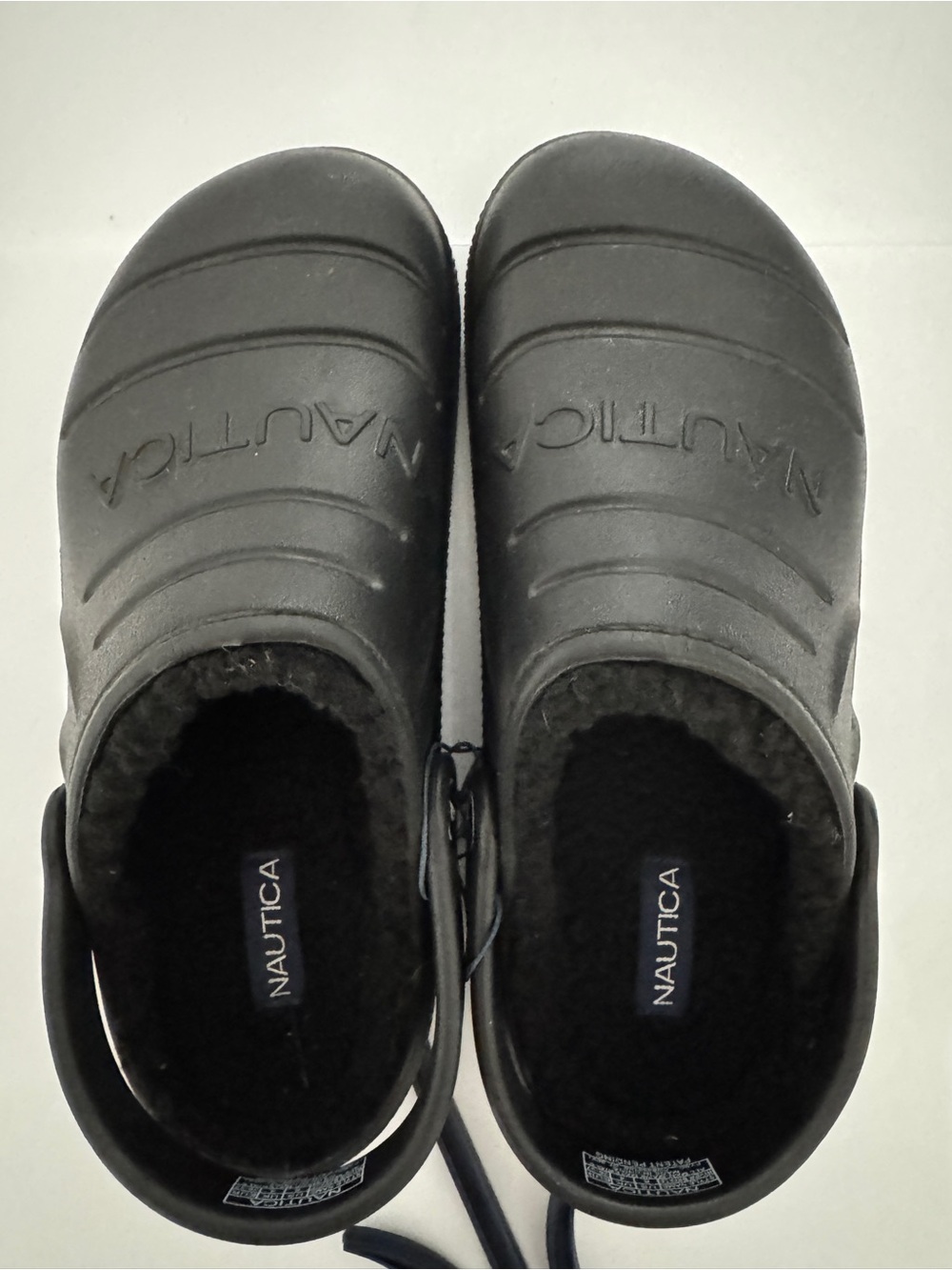 Nautica Black Fleece-Lined Slip-On Clogs